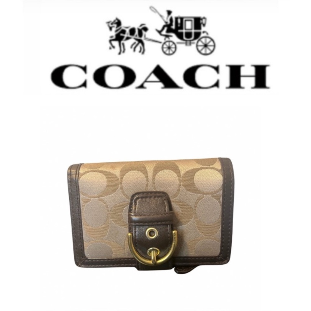 Coach Tan and Brown Signature Wallet